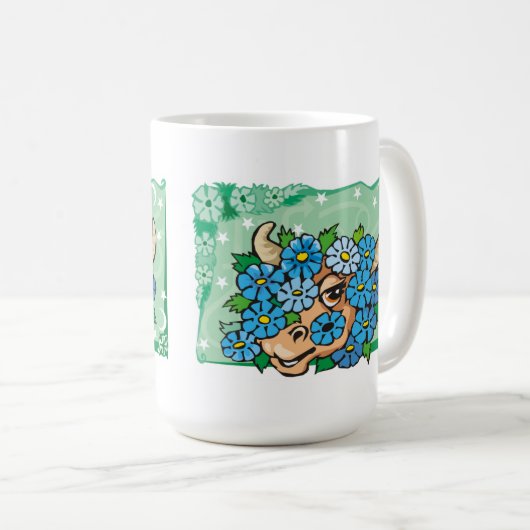 Floral Taurus Bull mit Blumen Kaffeetasse (VorderseiteRechts)