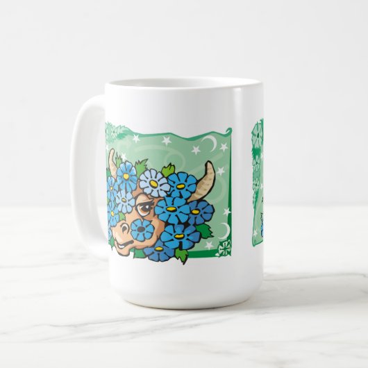 Floral Taurus Bull mit Blumen Kaffeetasse (Vorderseite Links)