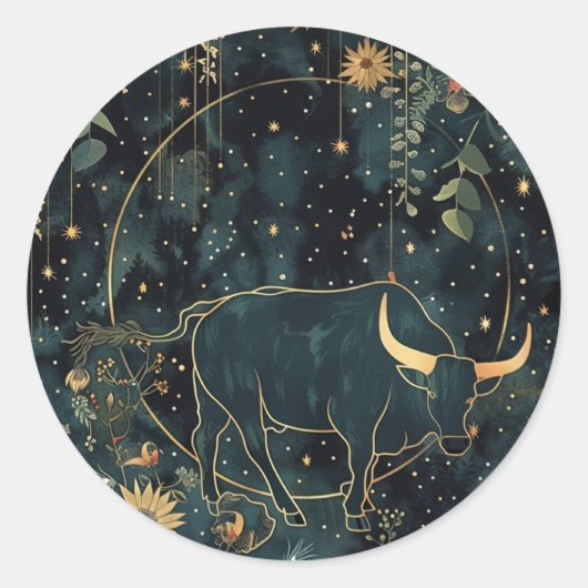 Floral Taurus Custom Stationary Sticker (Vorderseite)
