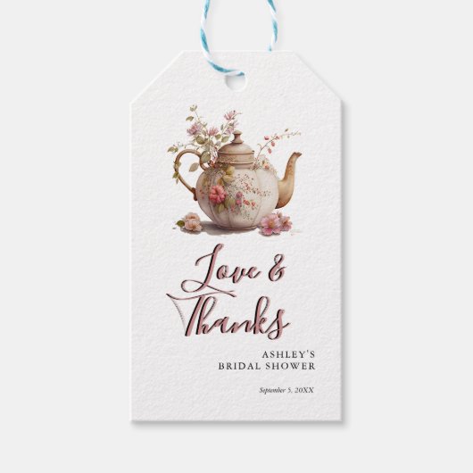 Floral Tea | Brautparty Vielen Dank Geschenkanhänger (Vorderseite)