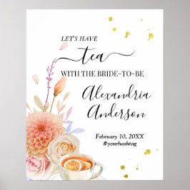 Floral Tea Bridal Shower Welcome Sign Poster
