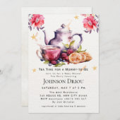 Floral Tea Party Baby Shower Invitation Einladung (Vorne/Hinten)