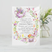 Floral Tea Party Baby Shower Invitation Einladung (Stehend Vorderseite)