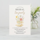 Floral Tea Party QR Code Bridal Shower Einladung (Stehend Vorderseite)