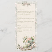 Floral Tea Party Sweet 16 Menu Card Menükarte (Rückseite)