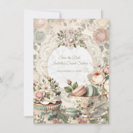 Floral Tea Party Sweet 16 Save the Date Card