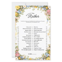 Floral Tea Party Would She Rather Bridal Game