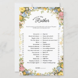 Floral Tea Party Would She Rather Bridal Game