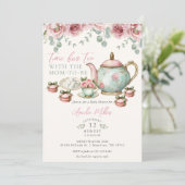 Floral Tea with the Mom-to-be Girl Baby Shower  Einladung (Stehend Vorderseite)