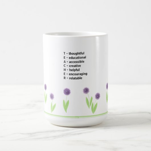 Floral Teacher Akrostic Design Kaffeetasse (Mittel)