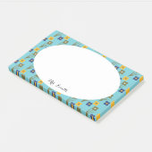 Floral Teacher Aqua Individuelle Name Post-it Klebezettel (angewinkelt)