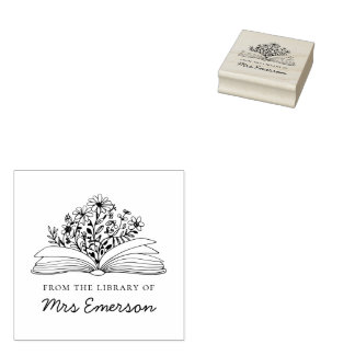 Floral Teacher Book Briefmarke Gummistempel