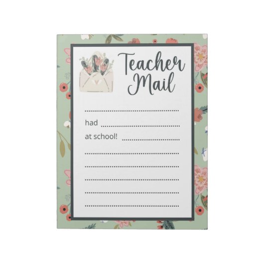 Floral Teacher Mail Notizblock (Rotiert)
