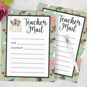 Floral Teacher Mail Notizblock