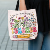 Floral Teacher Name Back to School Tragetaschen Mit Langen Trägern