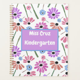 Floral Teacher Name/Grade Colorful  Planer
