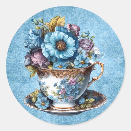 Floral Teacup Aufkleber (Vorderseite)