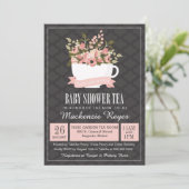 Floral Teacup Baby Dusche Tee Einladung (Stehend Vorderseite)