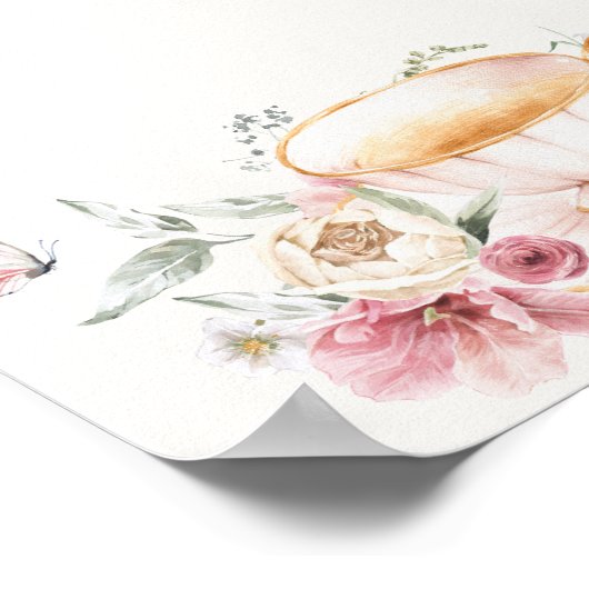 Floral Teacup Bridal Teezeichen Poster (Ecke)