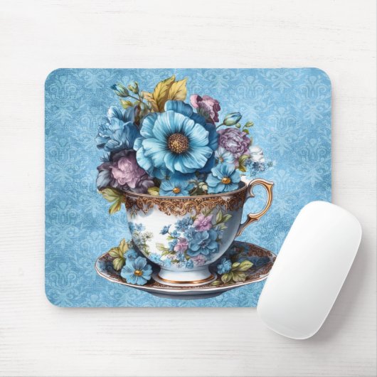 Floral Teacup Mouse Pad Mousepad (Mit Mouse)