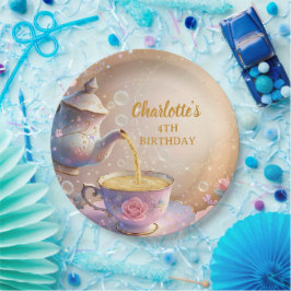 Floral Teacup & Teapot - Pastel Elegant Tea Party Pappteller