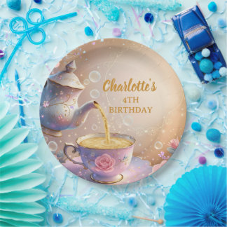 Floral Teacup & Teapot - Pastel Elegant Tea Party Pappteller