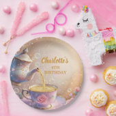 Floral Teacup & Teapot - Pastel Elegant Tea Party Pappteller (Party)