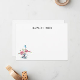 Floral Teacup Vintage Blume individuelle Name Mitteilungskarte