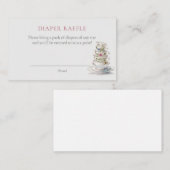 Floral Teacups Kinderdusche Windeln Raffel Ticket Begleitkarte (Vorne/Hinten)