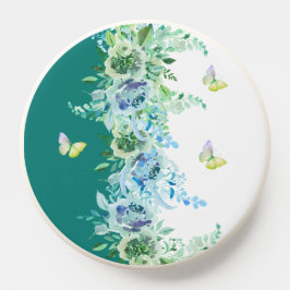 Floral Teal Green Butterfly  PopSocket