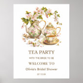 Floral TeaParty Zeit für Tee Brautparty Willkommen Poster (Vorne)