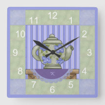 Floral Teapot Quilt Block Clock