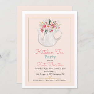 Floral Teapot Tea Party Küche Tee Einladung