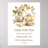 Floral Teapot Time for Tea Baby Show Empfang Poster (Vorne)