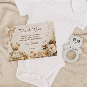 Floral Teddy Bear Baby Dusche Danke Karte