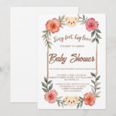  Floral Teddy Bear Baby Shower Invitation Neutral  Einladung (Vorne/Hinten)