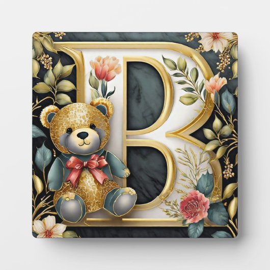 FLoral Teddy Bear Brief B Fotoplatte (Vorderseite)