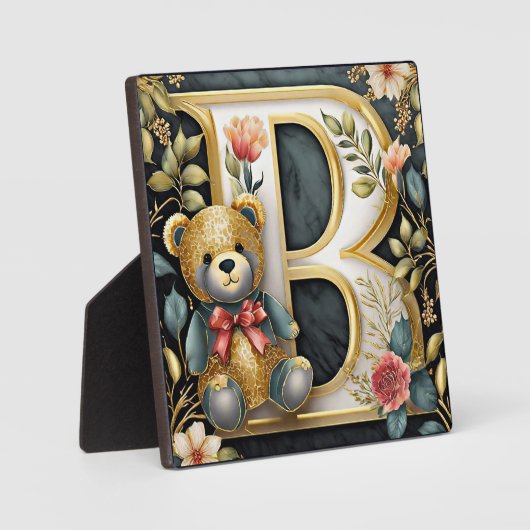 FLoral Teddy Bear Brief B Fotoplatte (Vorderseite)