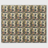 FLoral Teddy Bear Brief B Geschenkpapier (Flach)