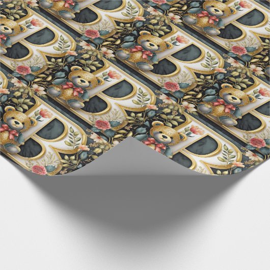 FLoral Teddy Bear Brief B Geschenkpapier (Ecke)