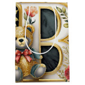FLoral Teddy Bear Brief B Mittlere Geschenktüte (Vorderseite)