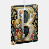 FLoral Teddy Bear Brief B Ornament Aus Metall (Vorderseite Rechts)