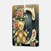 FLoral Teddy Bear Brief C Ornament Aus Metall (Vorderseite links)