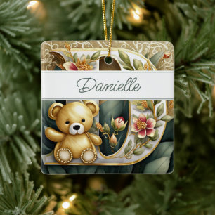 FLoral Teddy Bear Brief D personalisiert Keramikornament