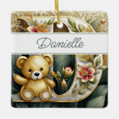 FLoral Teddy Bear Brief D personalisiert Keramikornament (Vorderseite)