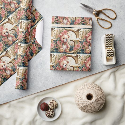 FLoral Teddy Bear Brief G Geschenkpapier (Kunsthandwerk)