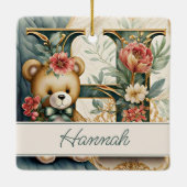 FLoral Teddy Bear Brief H personalisiert Keramikornament (Rückseite)