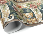 FLoral Teddy Bear Brief O Geschenkpapier (Rolleneckpunkt)