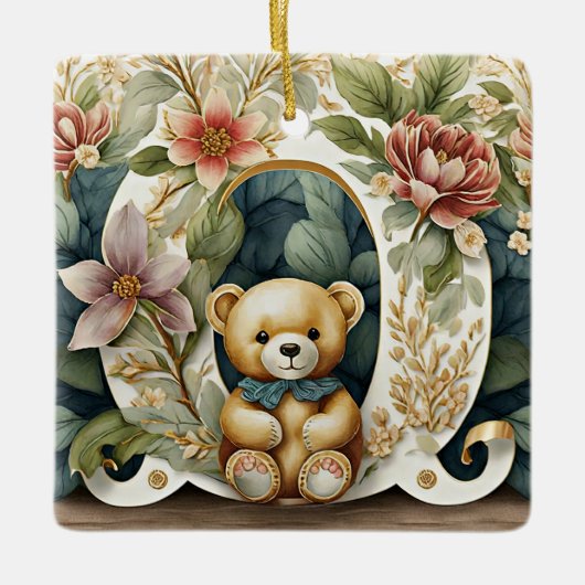 FLoral Teddy Bear Brief O Keramikornament (Vorderseite)