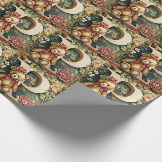 FLoral Teddy Bear Brief P Geschenkpapier (Ecke)